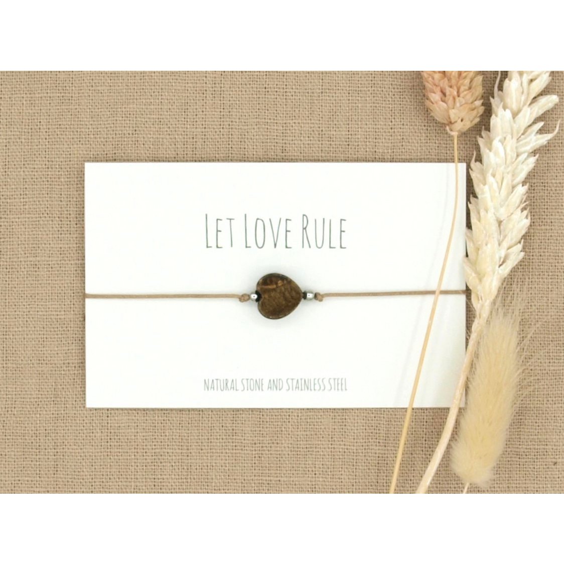 Armband love tijgeroog goud,zilver RVS