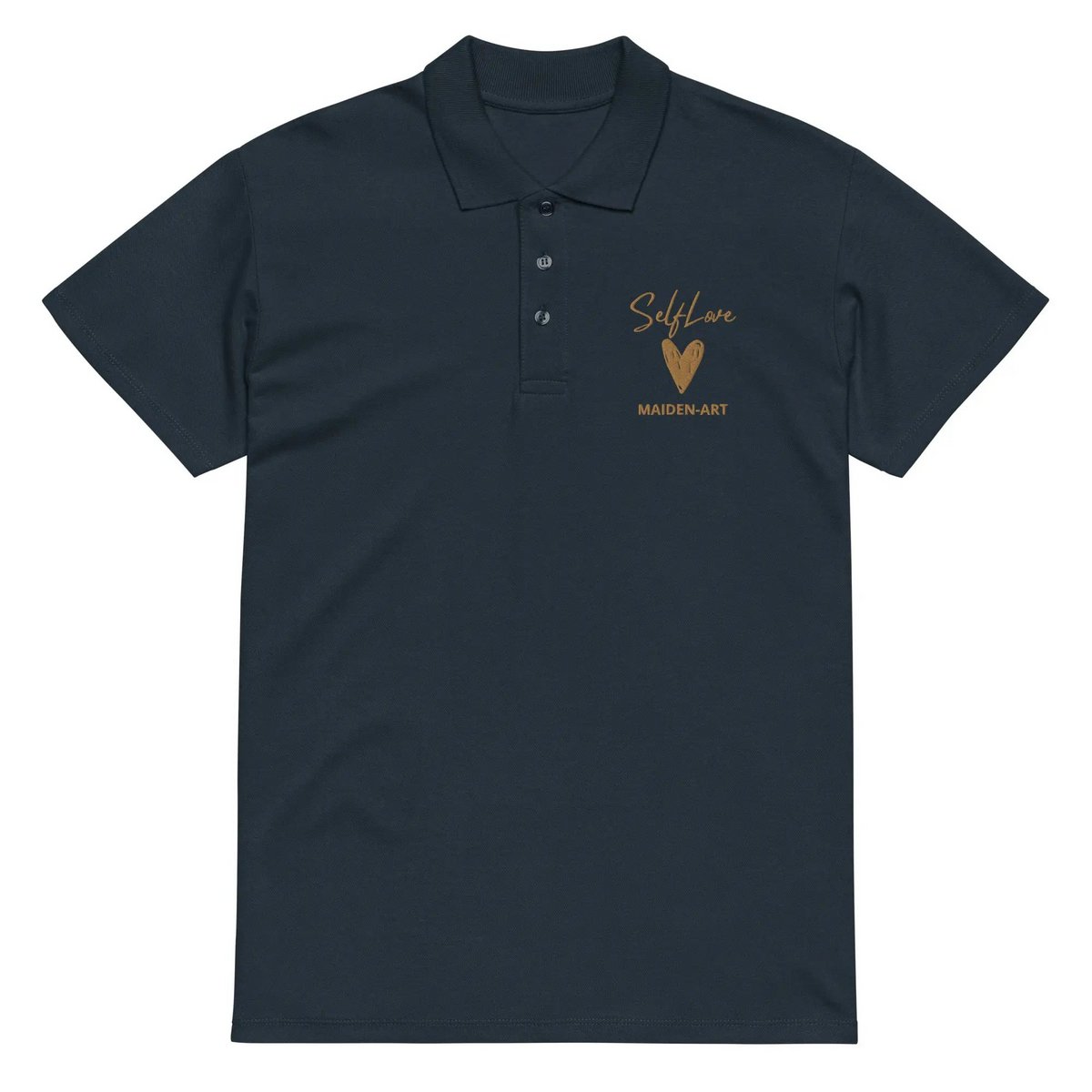 Polo de piqué Self Love Premium con bordado Old Gold