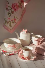 Dessert plate Ribbon Grace pink 22 cm Isabelle Rose