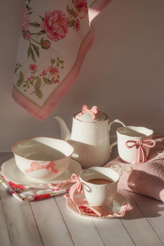 Dessert plate Ribbon Grace pink 22 cm Isabelle Rose