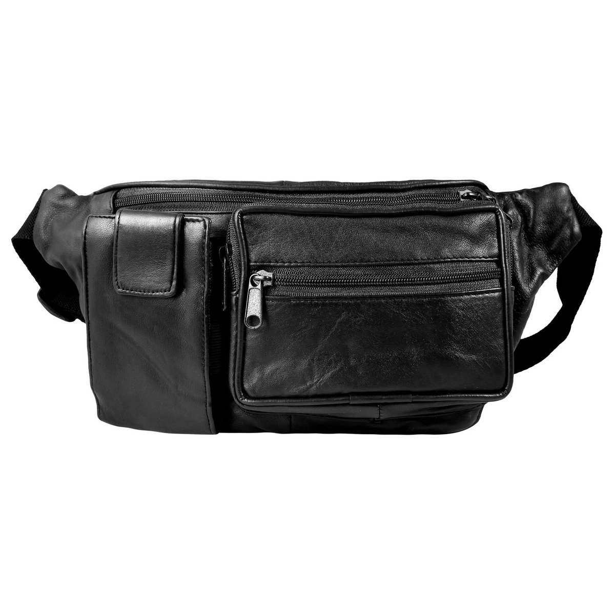 "Talal", sac banane Leonardo Verrelli en cuir véritable, noir
