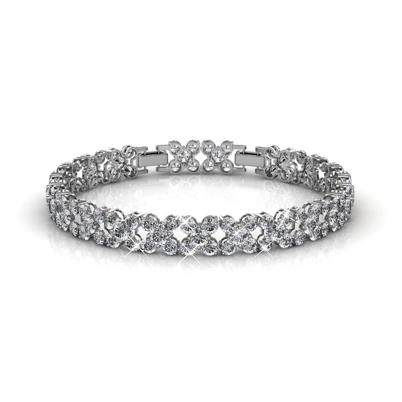 Blomsterarmbånd - Sølv og Krystal