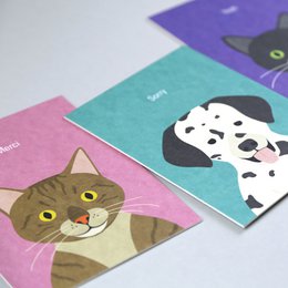 Postkarte Holzschliff Katze Merci Rosa