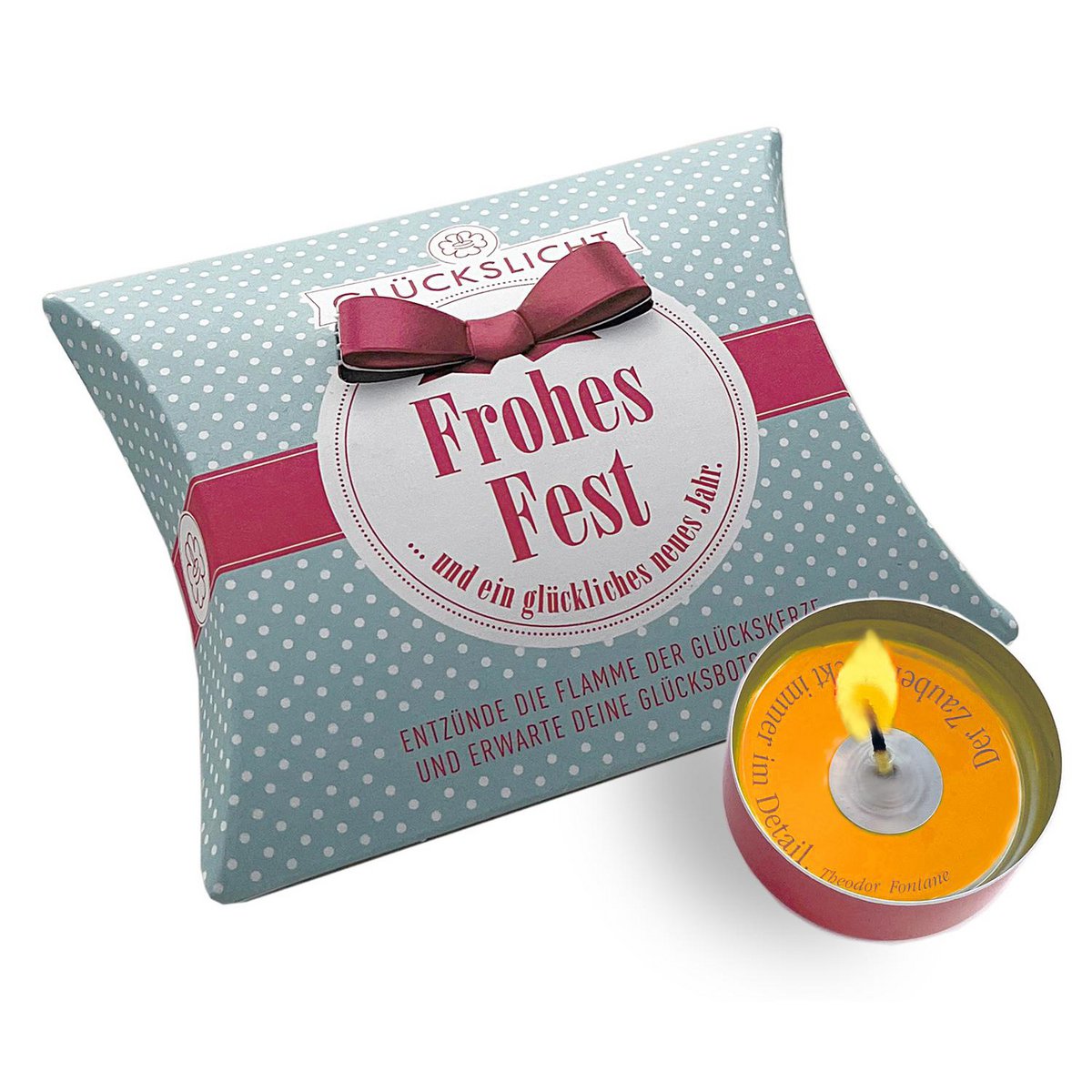 Luz de la suerte / En la caja de regalo con un lazo recortado 🎀 / Lunares / Felices fiestas