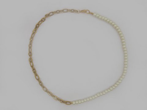 %2366 Unisex-Halskette mit goldfarbenen Perlengliedern