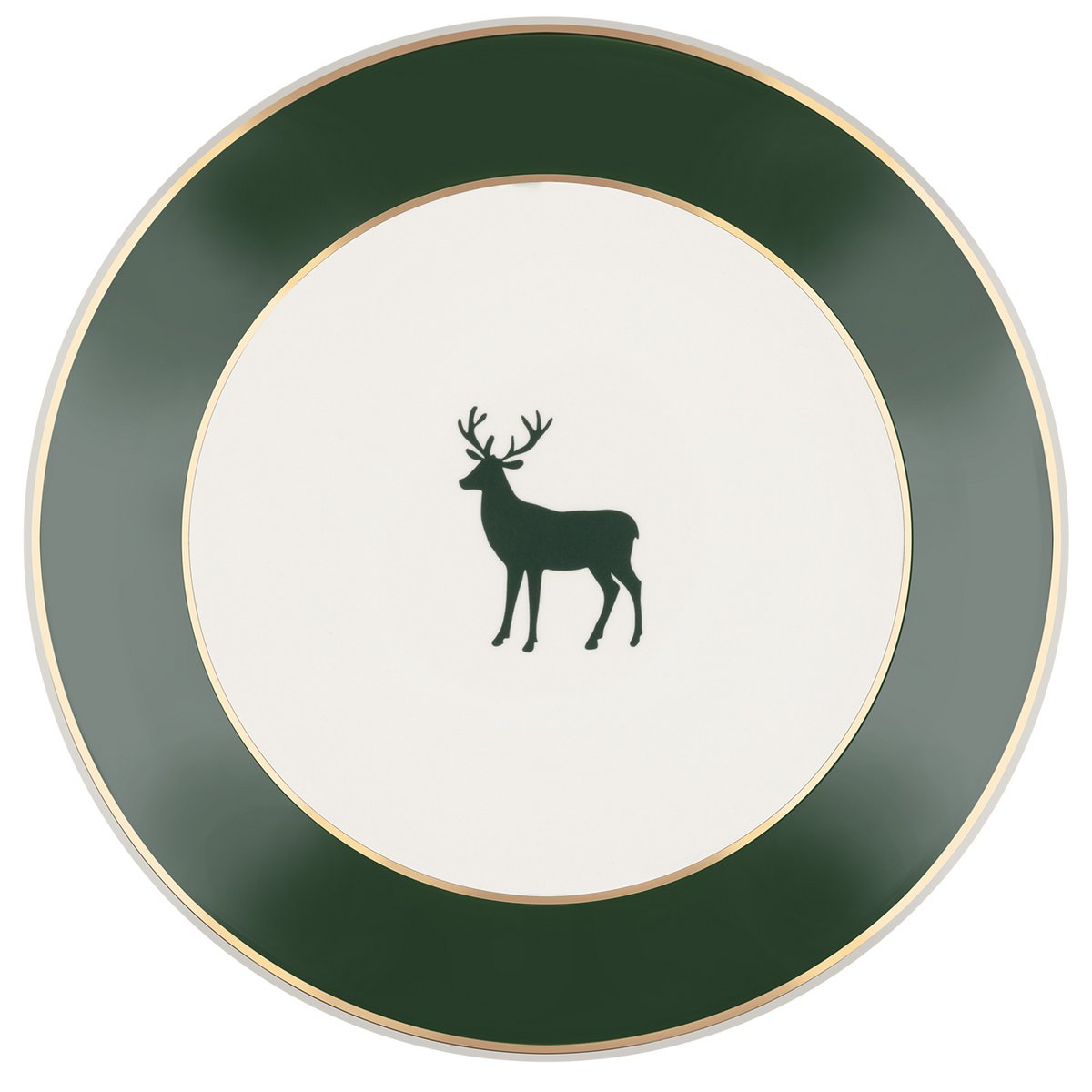 Middagstallerken model “Deer” 18 karat guld, nordisk grangrøn