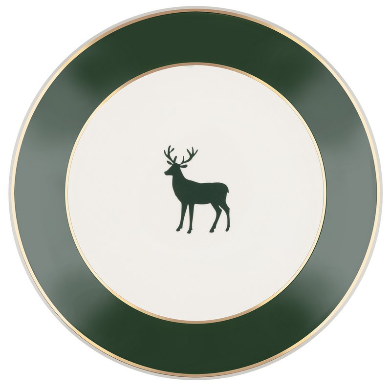 Middagstallerken model “Deer” 18 karat guld, nordisk grangrøn