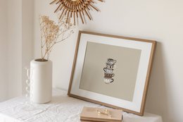 Koffie kopjes poster, koffie kunst print, koffiemokken print, koffie hoek print, koffie poster, koffiekopje kunst aan de muur, Trendy keuken kunst aan de muur