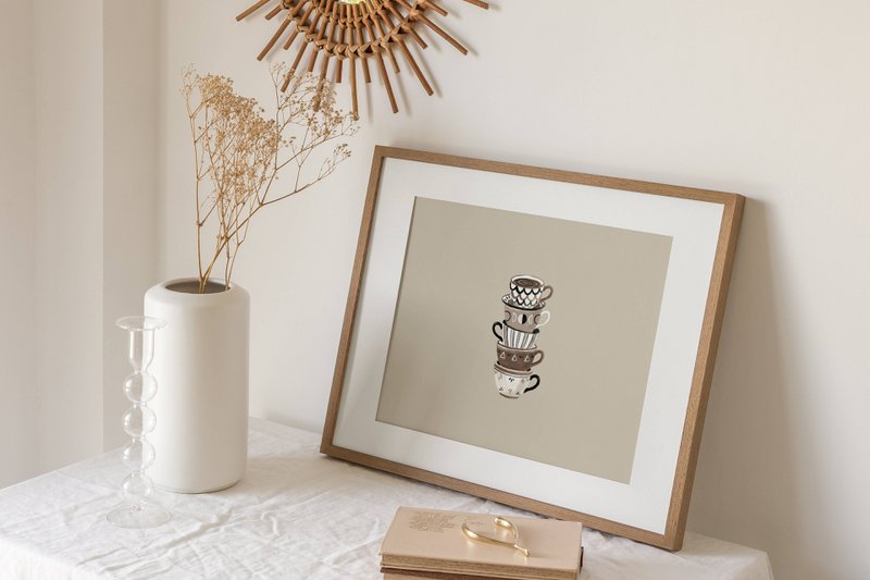 Koffie kopjes poster, koffie kunst print, koffiemokken print, koffie hoek print, koffie poster, koffiekopje kunst aan de muur, Trendy keuken kunst aan de muur