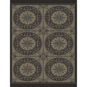 Linen towel Karo - black-natural