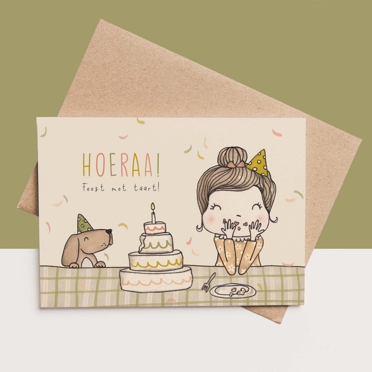 card + envelope - HOORAY! Party with cake!