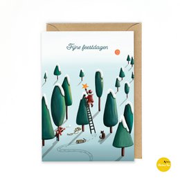 Tarjeta de Navidad - Forestación de nieve