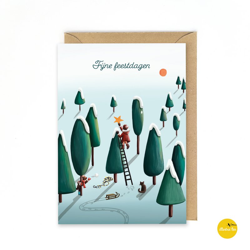 Tarjeta de Navidad - Forestación de nieve