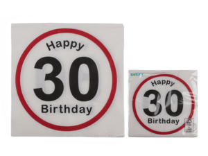 Papieren servetten, Gelukkige Verjaardag - 30,