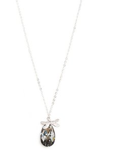 Lange libelleketting met Oostenrijkse druppel "Black Silver Night".