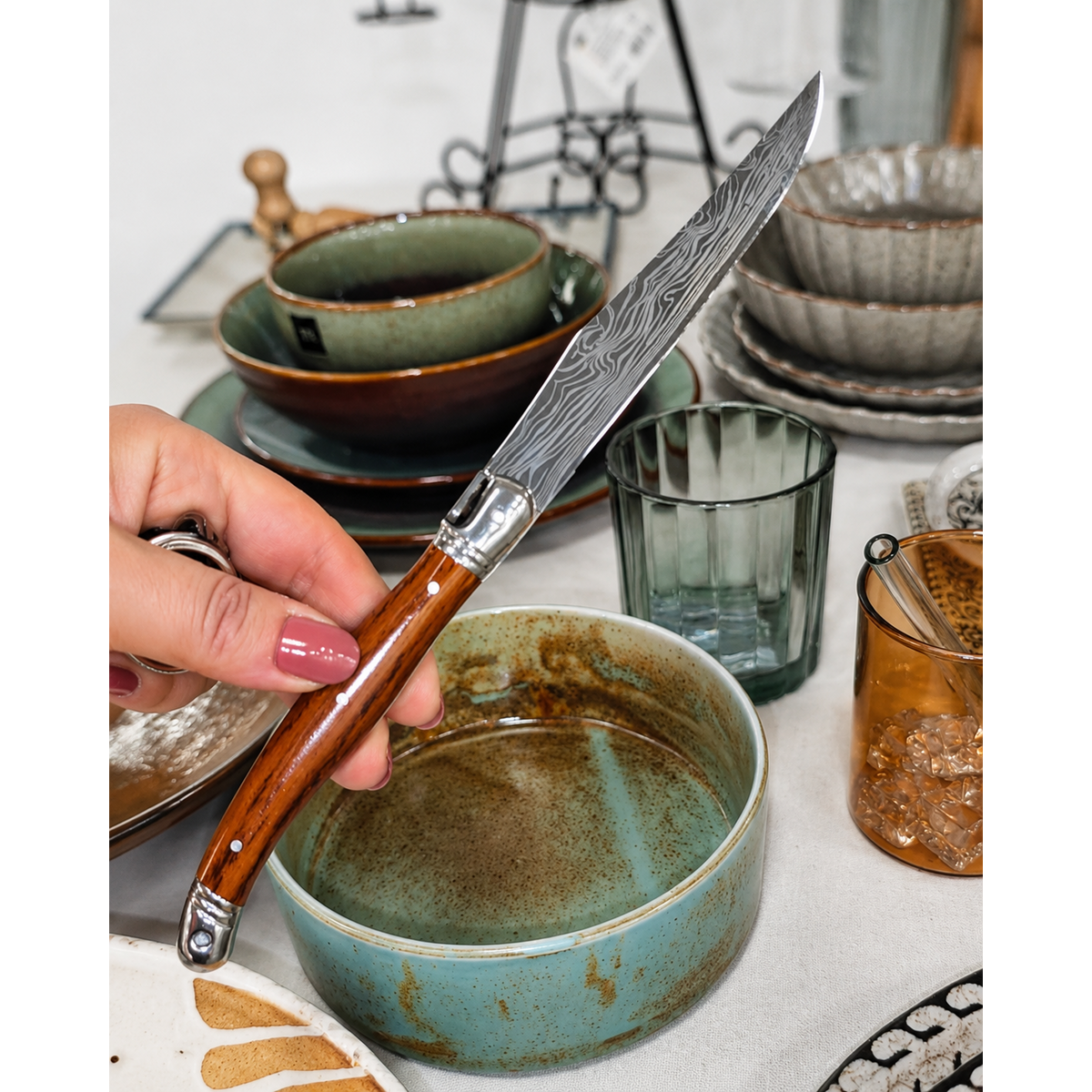 Französisches Steakmesser mit Damastmuster 🍽️