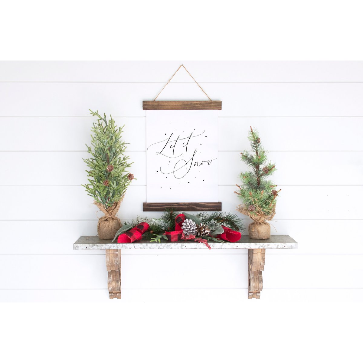 Kerst poster Let it snow, Kerst print sneeuwvlokken