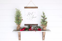 Kerst poster Let it snow, Kerst print sneeuwvlokken