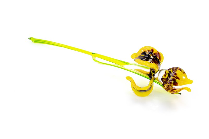Glazen Iris - Geel - lengte 30 cm - Handgemaakt