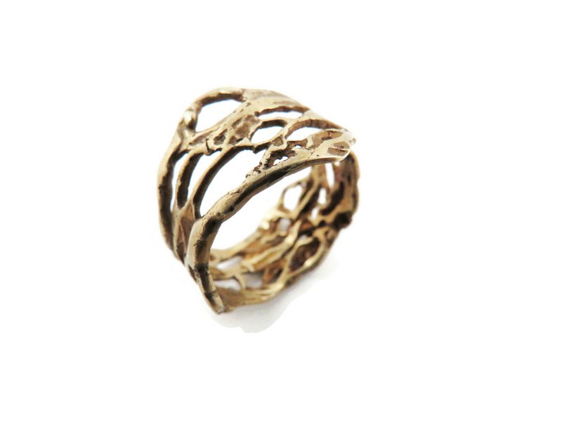 Patinated Bronze Adjustable Ring – Organic Openwork