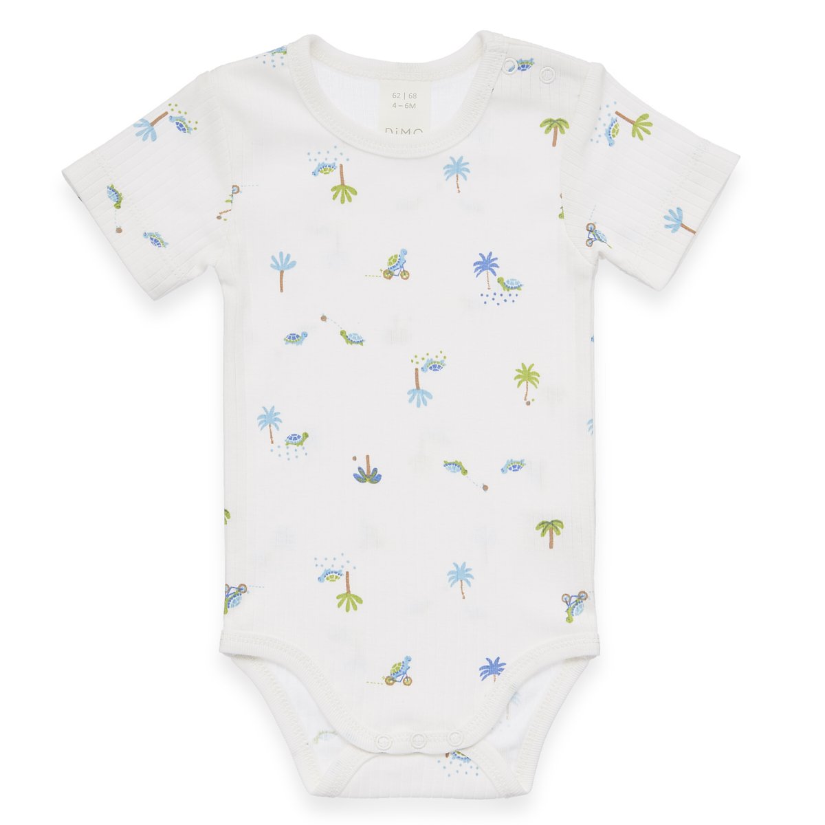 Baby lichaam kort -arm - schildpadden en palmbomen AOP, dropnaald - Offwhite