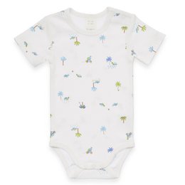 Baby lichaam kort -arm - schildpadden en palmbomen AOP, dropnaald - Offwhite