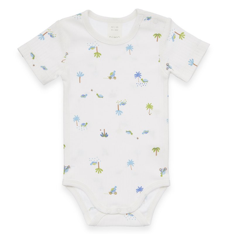 Baby lichaam kort -arm - schildpadden en palmbomen AOP, dropnaald - Offwhite