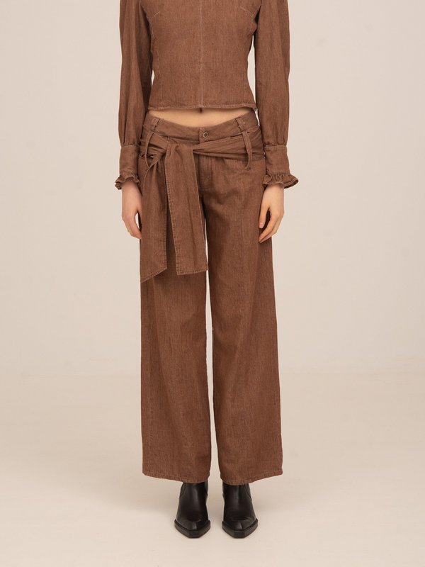 District bruine denim broek