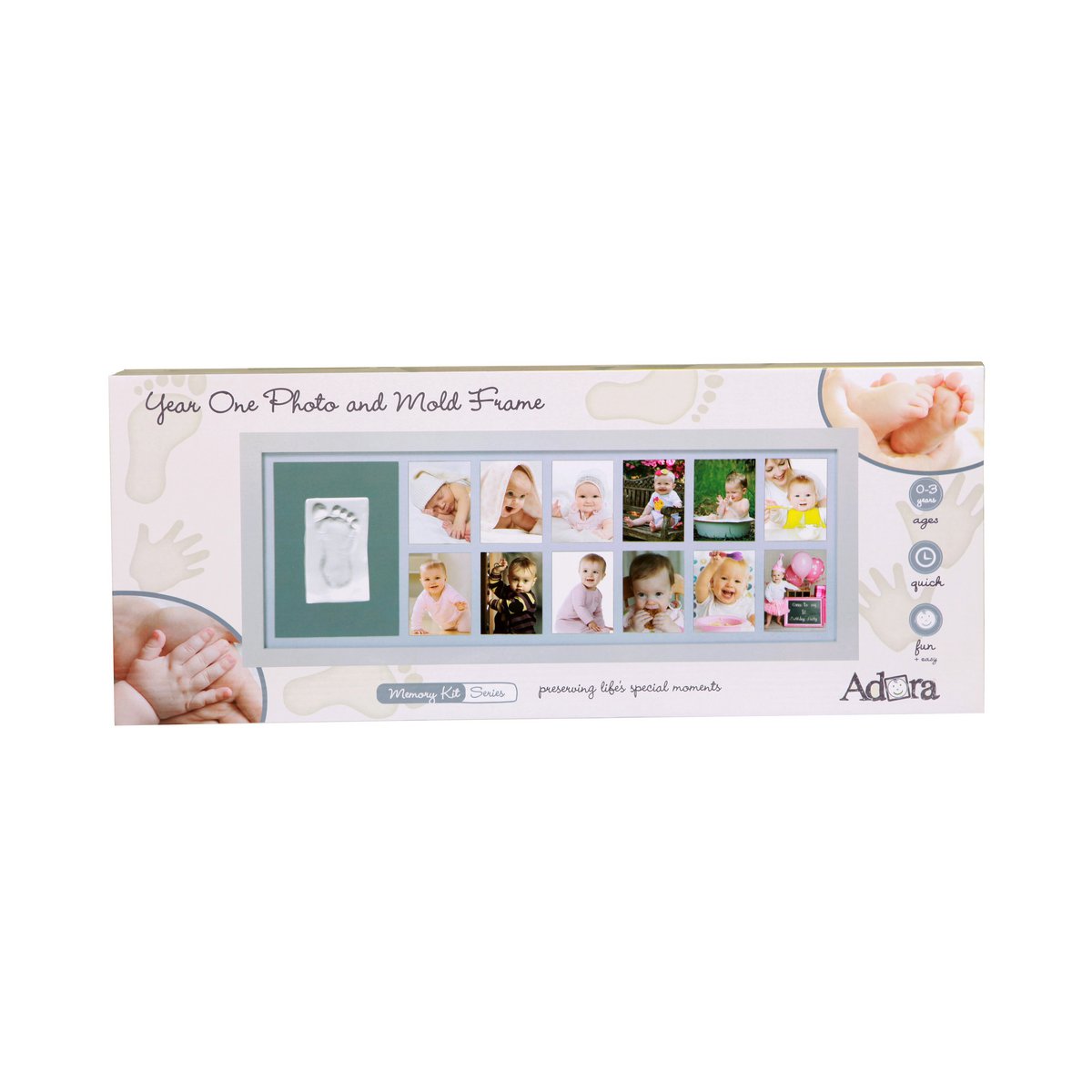 Adora Horizontal Frame – Baby Hand/Footprint & 12 Photos