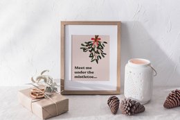 Meet me under the mistletoe poster, Maretak poster, kerst poster, kerst print, Mistletoe print 