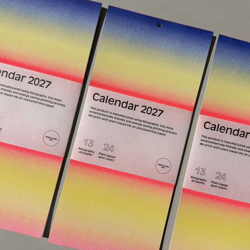 Risographie Wandkalender 2027 (12,8 x 28,5 cm)