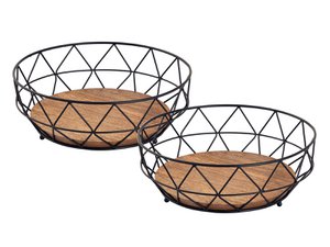 Fruit bowl set 2 pieces metal bread basket fruit basket around neo Ø 28 h 10 cm metal black