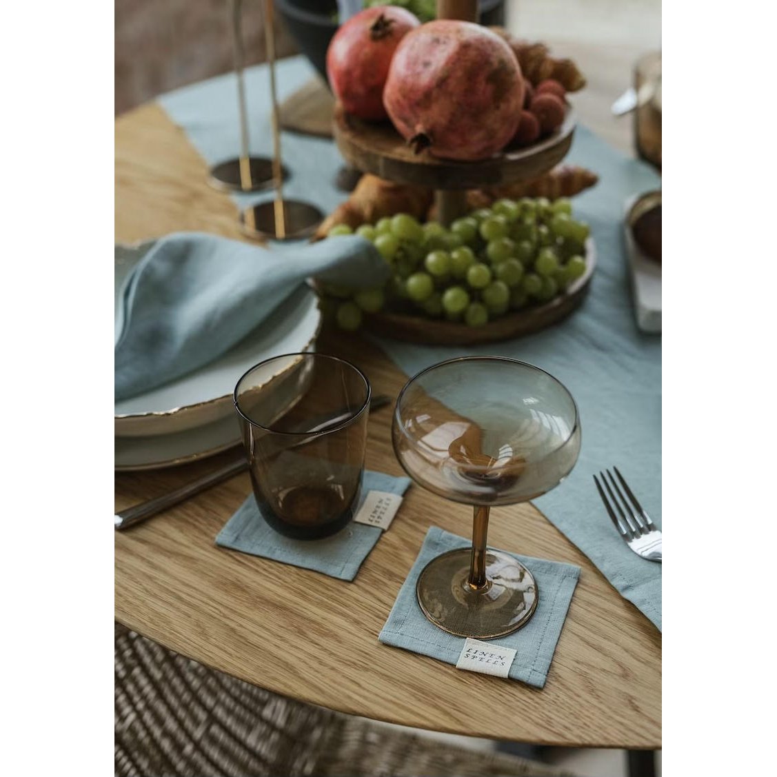Ocean Mint linen coaster set of 4