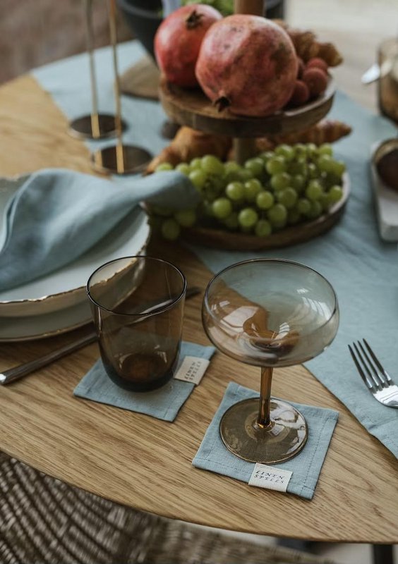 Ocean Mint linen coaster set of 4