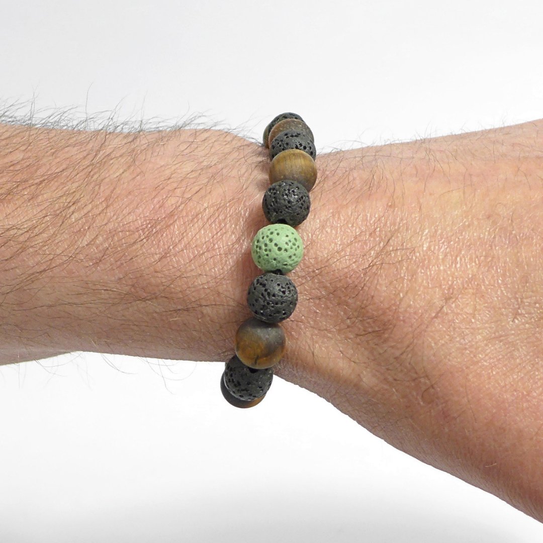 Pearl Power MR22 – men's bracelet made of natural stone with lava stone and tiger eye
