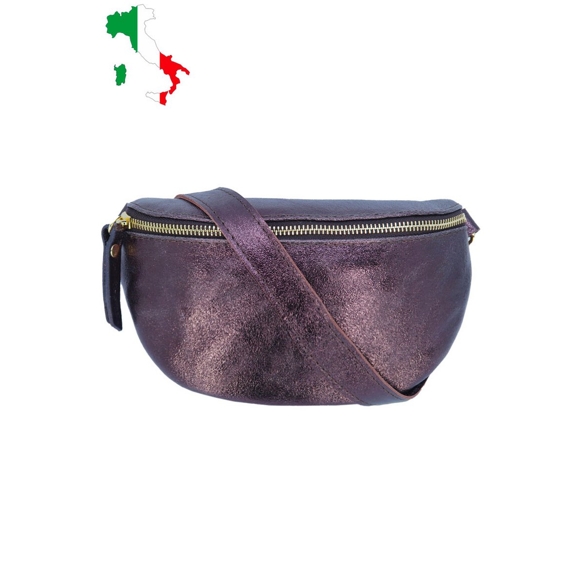 Heuptasje van glanzend metallic iriserend leer, maat M IT2516