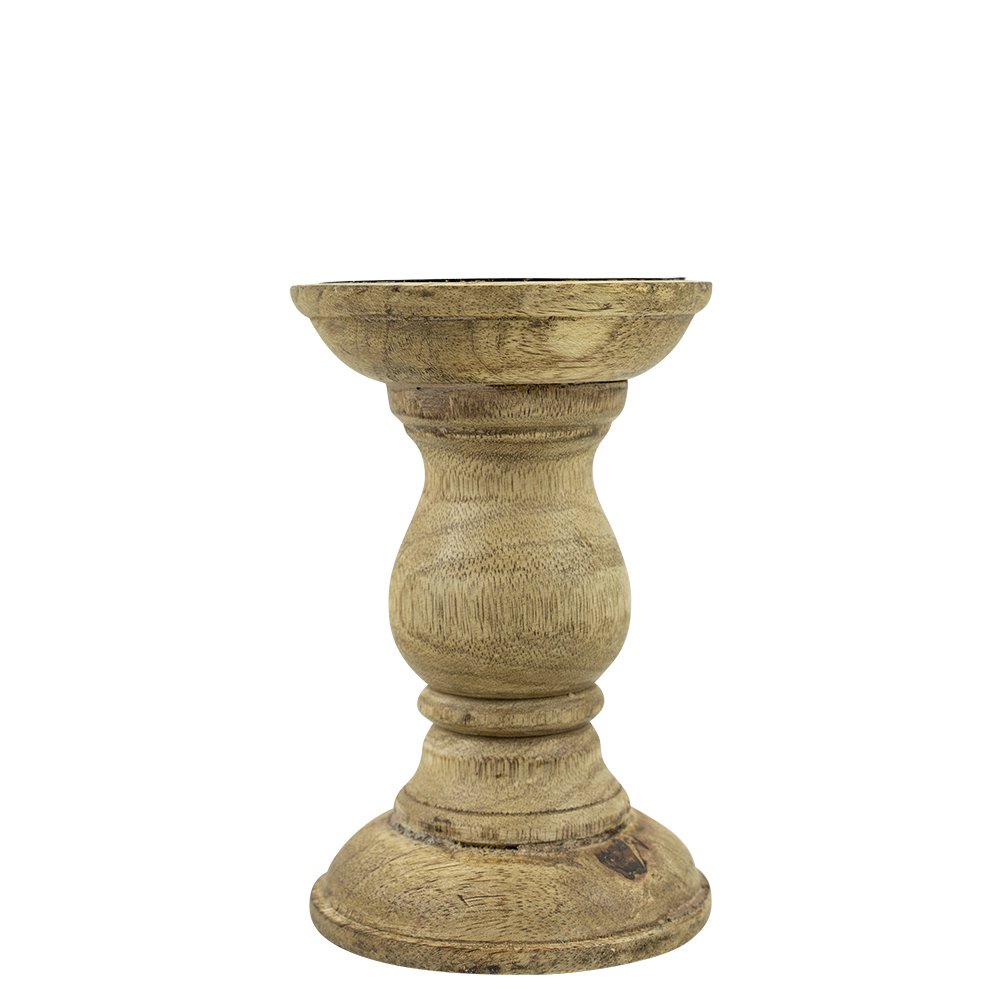 Candlestick round mango wood 15cm