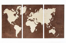 Mapamundi de madera, Mapa mural de madera, Mapamundi