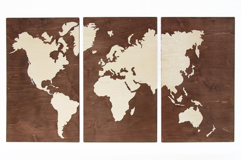 Mapamundi de madera, Mapa mural de madera, Mapamundi