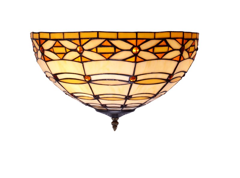 Grotere plafondlamp Tiffany diameter 40cm Ivoor Serie LG225200