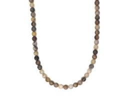 ketting Rantai Enam fossiel agaat jaspis (6mm), roestvrij staal