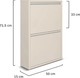 Metal shoe cabinet 2 doors | Matte white