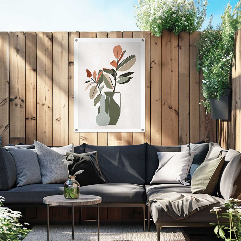 Garden poster Garden poster Vase with leafy branches 80x60