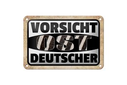 Tin sign saying 18x12cm Beware East German decoration