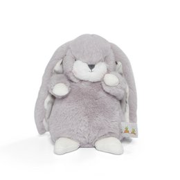 Soft lilac plush rabbit toy with long ears, white paws, round shape, cuddly design, 20cm height