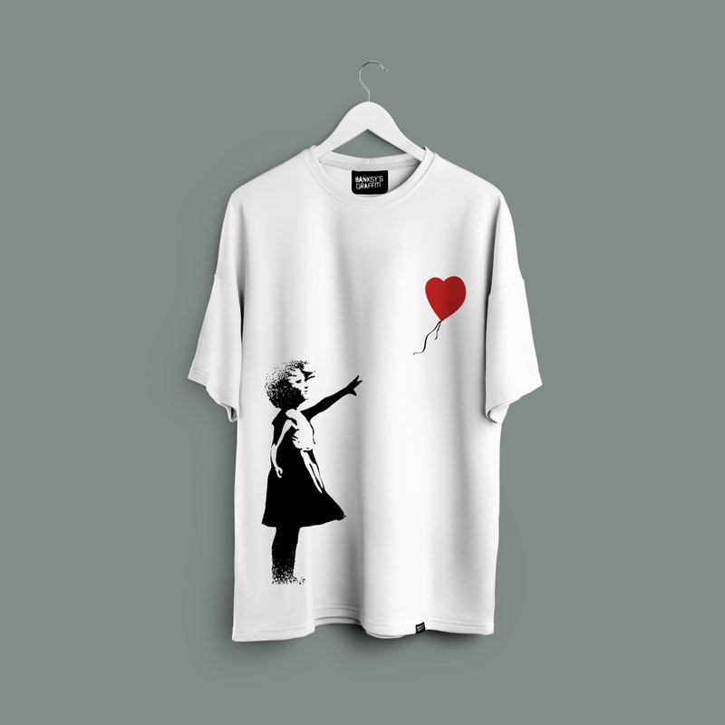 Banksy's Graffiti T-shirt Unisex - Girl With Red Balloon