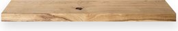 Handmade oblong wooden wall shelf made of oak wood, measuring 94 x 22 x 4 cm.