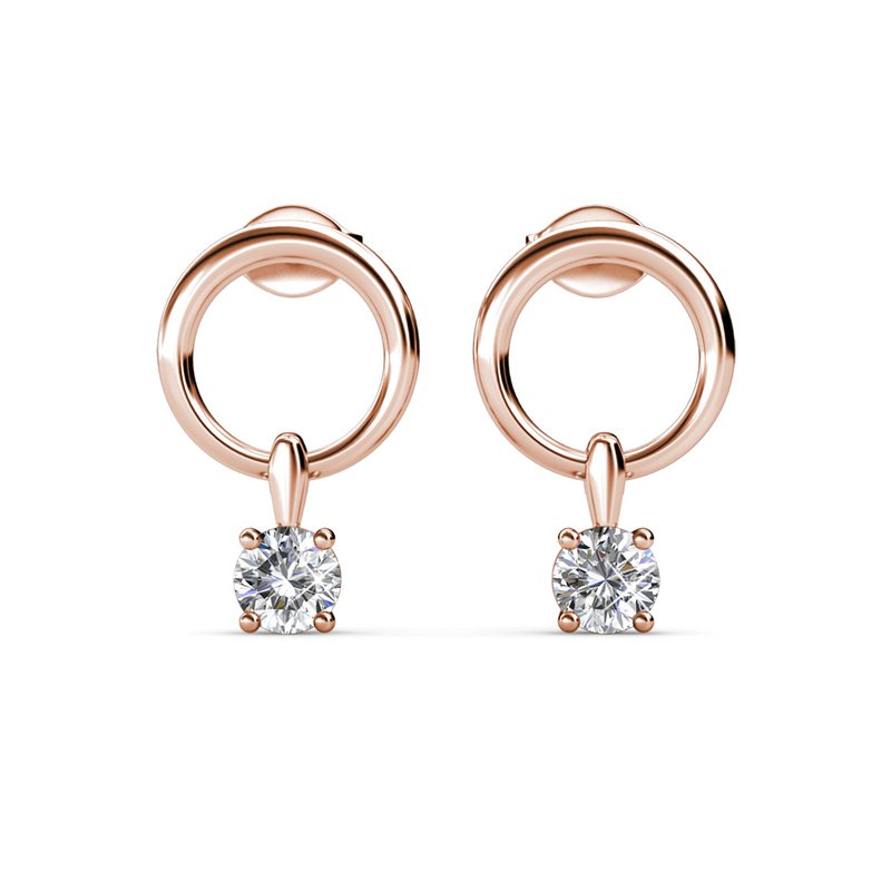 Boucles d'oreilles Octavia - Or RosÃ© et Cristal