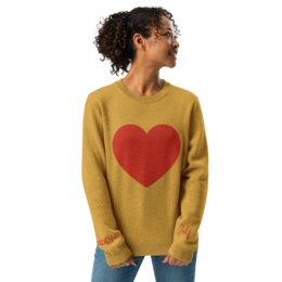 Hjerte - Strikket sweater med rund hals MUSARD