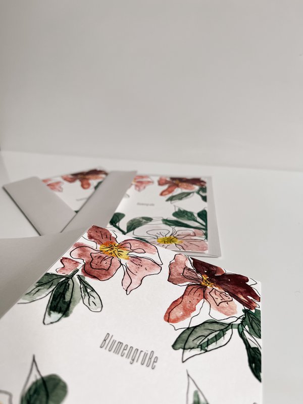 Floral greetings folded card